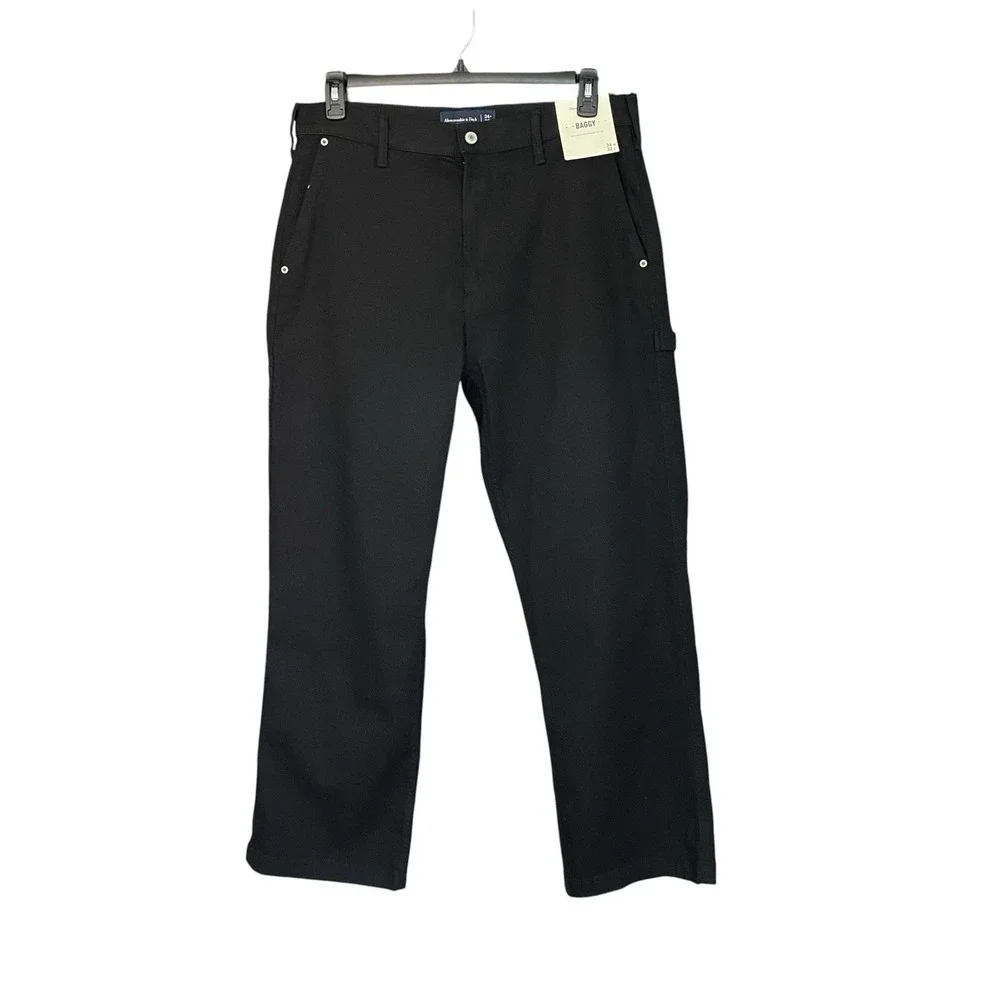 Abercrombie & Fitch Baggy Carpenter Jeans Mens 34x32 Black Denim Y2K 90s Loose